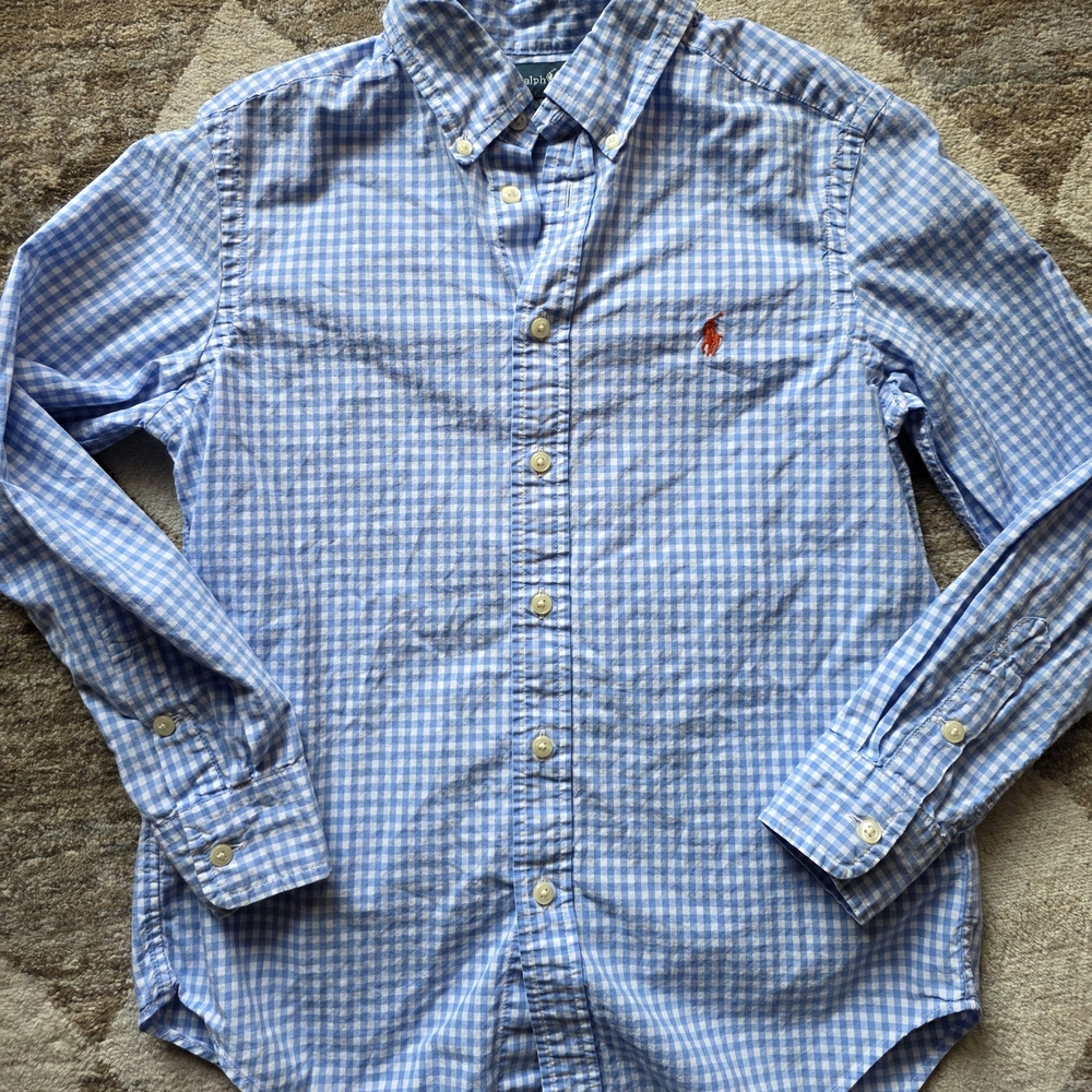 Ralph Lauren Blue Label Kids Blue Checkered Button Down Shirt